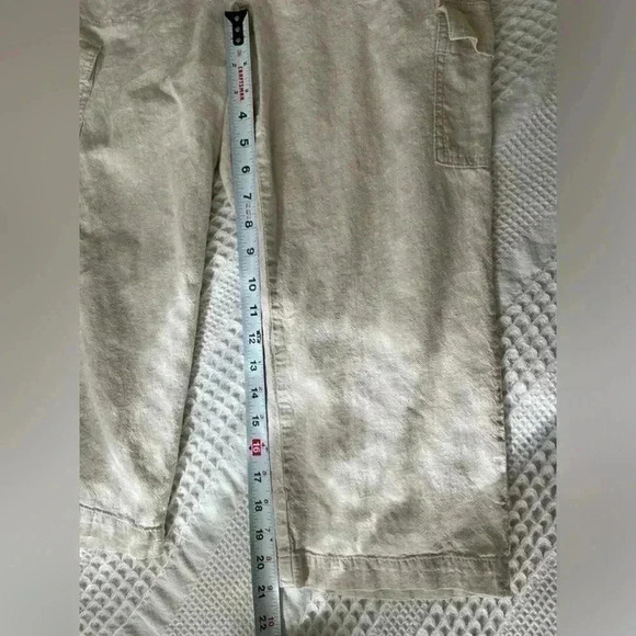 Talbots Cargo Linen Blend Pull On Cropped Capri Pants Women’s Size 10P Beige - Picture 4 of 9